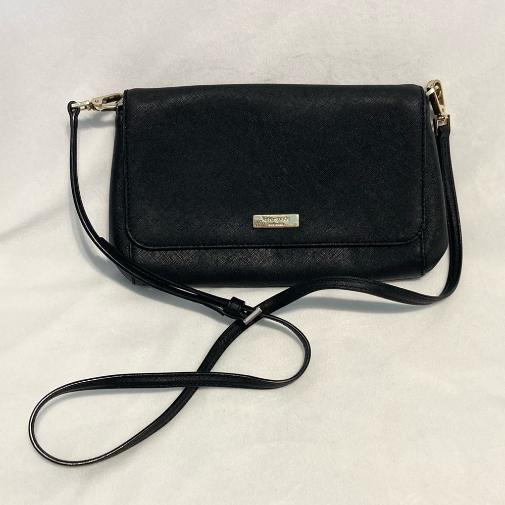 Kate Spade Laurel Way Greer Black Saffiano Leather Crossbody Shoulder Bag Purse - Picture 2 of 14